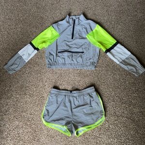 Two Piece Short Set Gray Reflective color